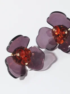 PARFOIS Pendientes Flor Con Resina Violeta Best Sale