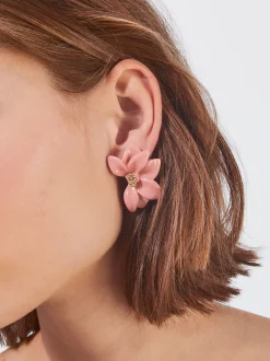 PARFOIS Pendientes Flor Con Resina Rosa Clearance