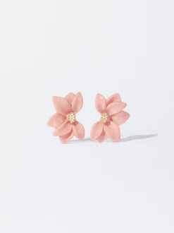 PARFOIS Pendientes Flor Con Resina Rosa Clearance