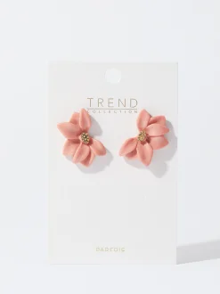 PARFOIS Pendientes Flor Con Resina Rosa Clearance