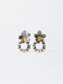 PARFOIS Pendientes Flor Con Resina Multicor Cheap