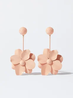 PARFOIS Pendientes Flor Con Resina Naranja New