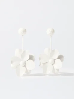 PARFOIS Pendientes Flor Con Resina Blanco Outlet