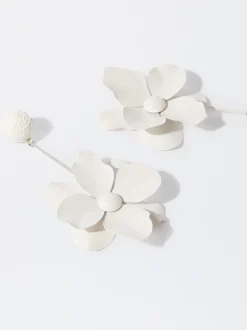 PARFOIS Pendientes Flor Con Resina Blanco Outlet