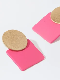 PARFOIS Pendientes Geom&eacute;tricos Rosa Cheap