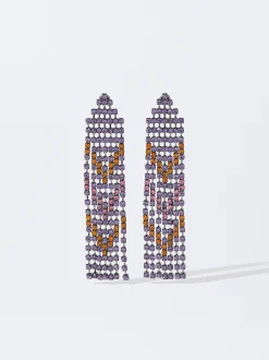 PARFOIS Pendientes Largos Con Cristales Multicor Hot
