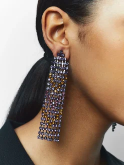 PARFOIS Pendientes Largos Con Cristales Multicor Hot