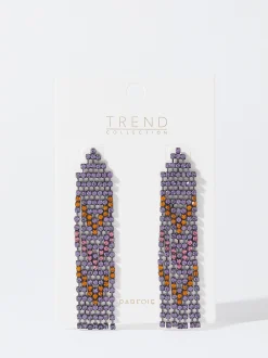 PARFOIS Pendientes Largos Con Cristales Multicor Hot