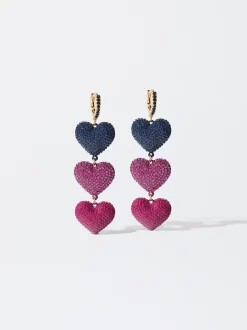 PARFOIS Pendientes Largos Coraz&oacute;n Cristales Multicolor Multicor Shop