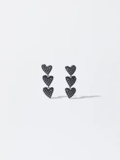 PARFOIS Pendientes Largos Corazones Monocolor Azul Marino Flash Sale