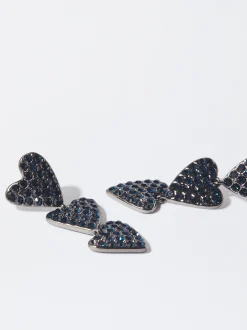 PARFOIS Pendientes Largos Corazones Monocolor Azul Marino Flash Sale
