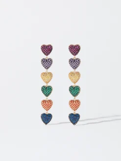 PARFOIS Pendientes Largos Corazones Multicor Best Sale