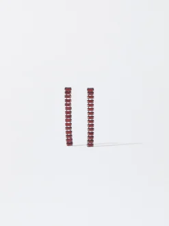 PARFOIS Pendientes Largos Cristales Monocolor Burdeos Cheap