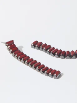 PARFOIS Pendientes Largos Cristales Monocolor Burdeos Cheap