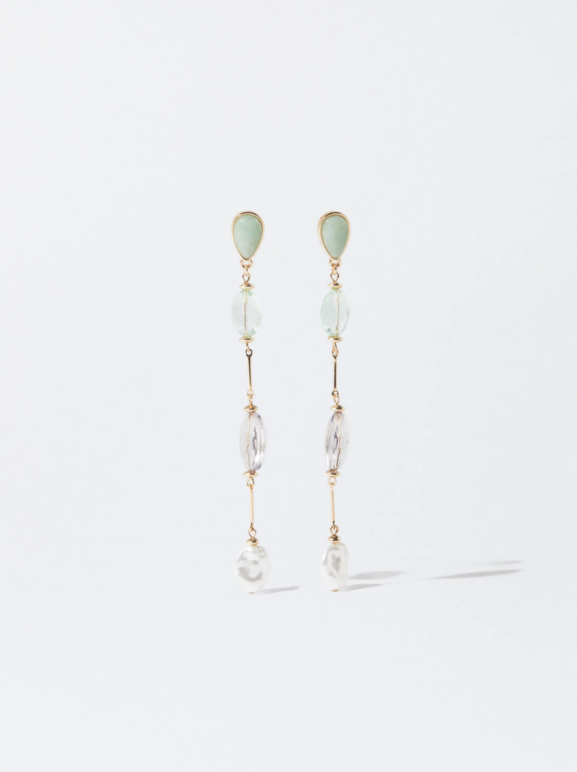 PARFOIS Pendientes Largos Mini Piedras Verde Shop