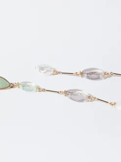 PARFOIS Pendientes Largos Mini Piedras Verde Shop