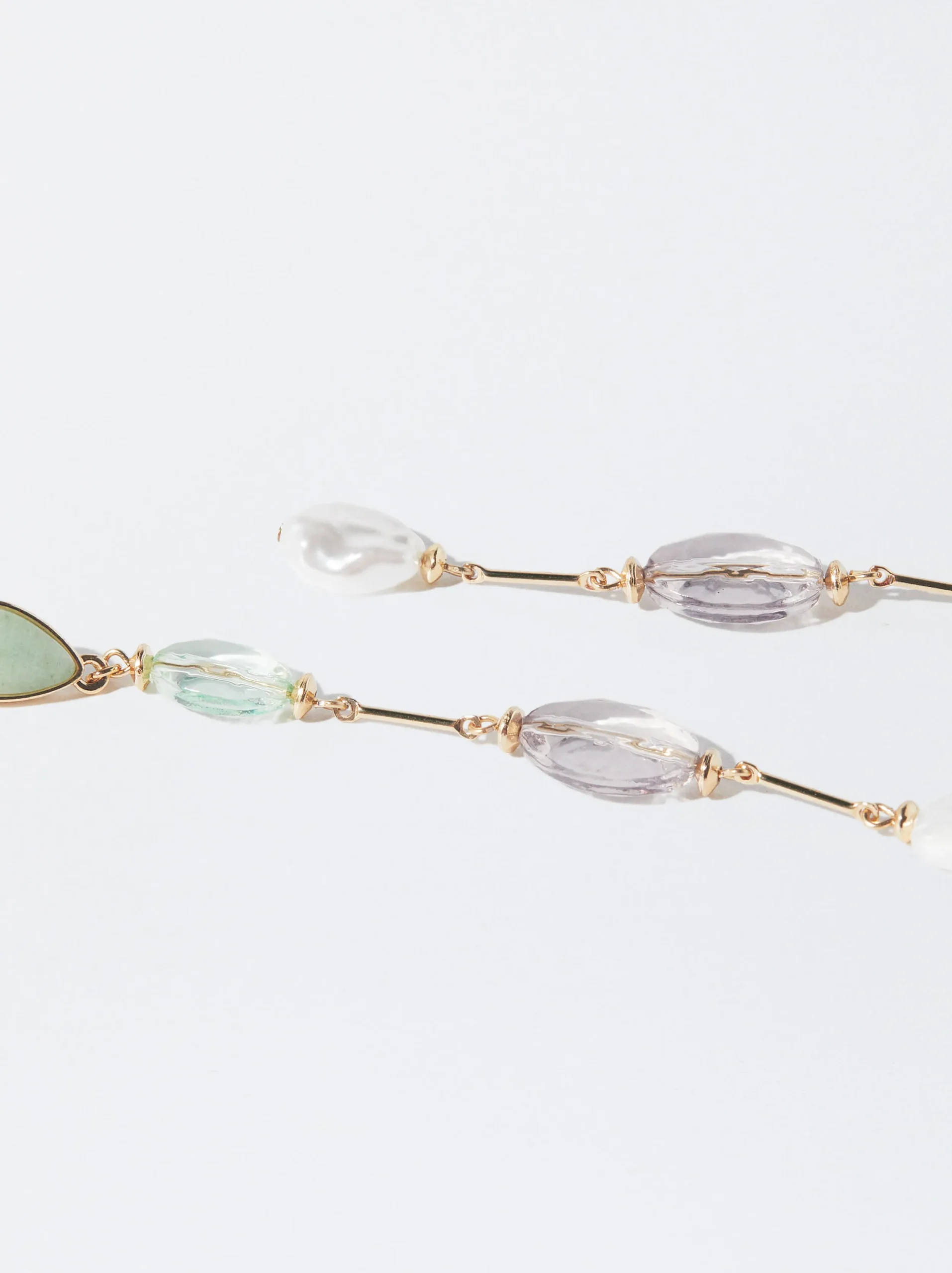 PARFOIS Pendientes Largos Mini Piedras Verde Shop