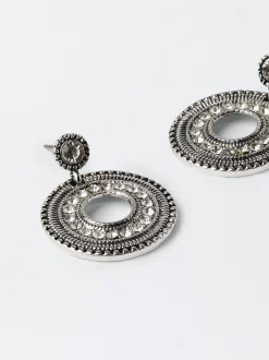 PARFOIS Pendientes Medianos Brillantes Plateado Fashion
