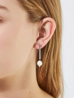 PARFOIS Pendientes s Con Perla Plateado Outlet