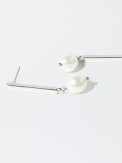 PARFOIS Pendientes s Con Perla Plateado Outlet