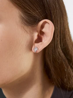 PARFOIS Pendientes s Con Circonitas Y Cruz Plateado Best