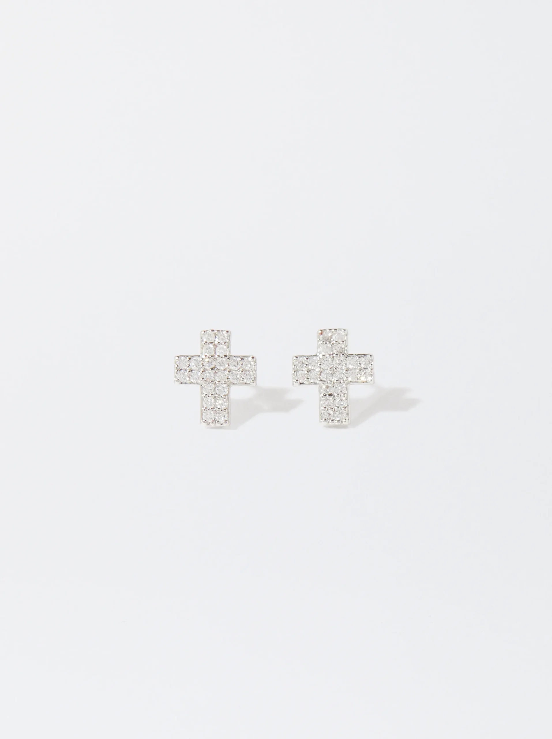 PARFOIS Pendientes s Con Circonitas Y Cruz Plateado Best