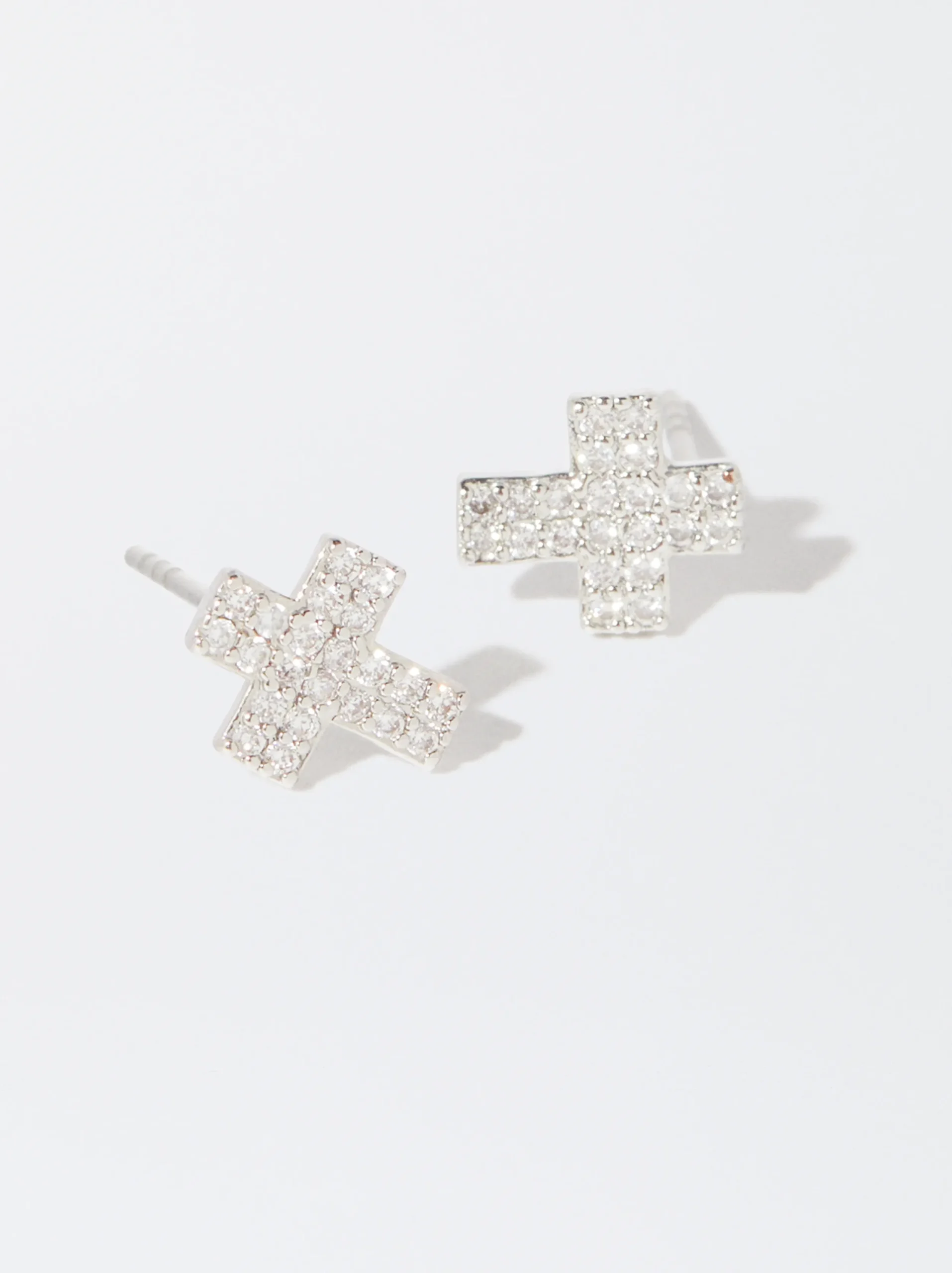 PARFOIS Pendientes s Con Circonitas Y Cruz Plateado Best