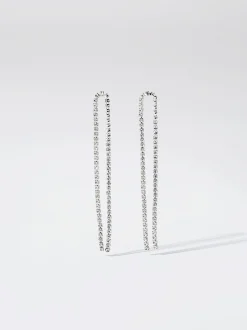 PARFOIS Pendientes s Con Cristales Plateado New
