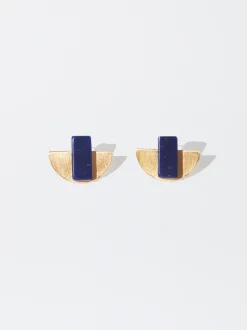PARFOIS Pendientes Resina Azul Marino New