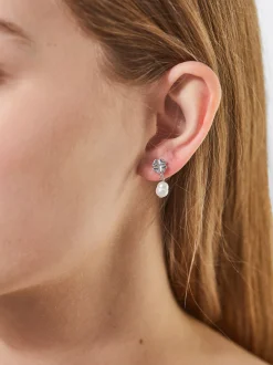 PARFOIS Pendientes Tr&eacute;bol Y Perla De Agua Dulce Plateado Discount