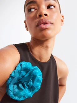 PARFOIS Pinza / Broche Con Flor Azul Fashion