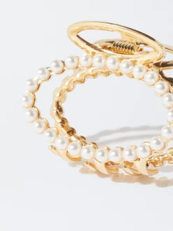 PARFOIS Pinza De Pelo Con Perlas Blanco Clearance
