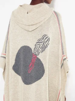 PARFOIS Poncho De Punto Con Capucha Beige Outlet