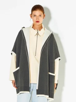 PARFOIS Poncho De Punto Con Capucha Gris Best Sale