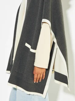 PARFOIS Poncho De Punto Con Capucha Gris Best Sale