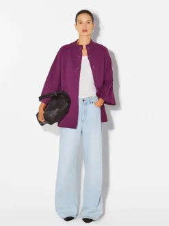 PARFOIS Poncho De Punto Con Cuello Redondo Violeta Sale