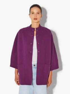 PARFOIS Poncho De Punto Con Cuello Redondo Violeta Sale