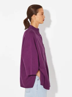 PARFOIS Poncho De Punto Con Cuello Redondo Violeta Sale