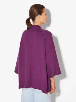 PARFOIS Poncho De Punto Con Cuello Redondo Violeta Sale