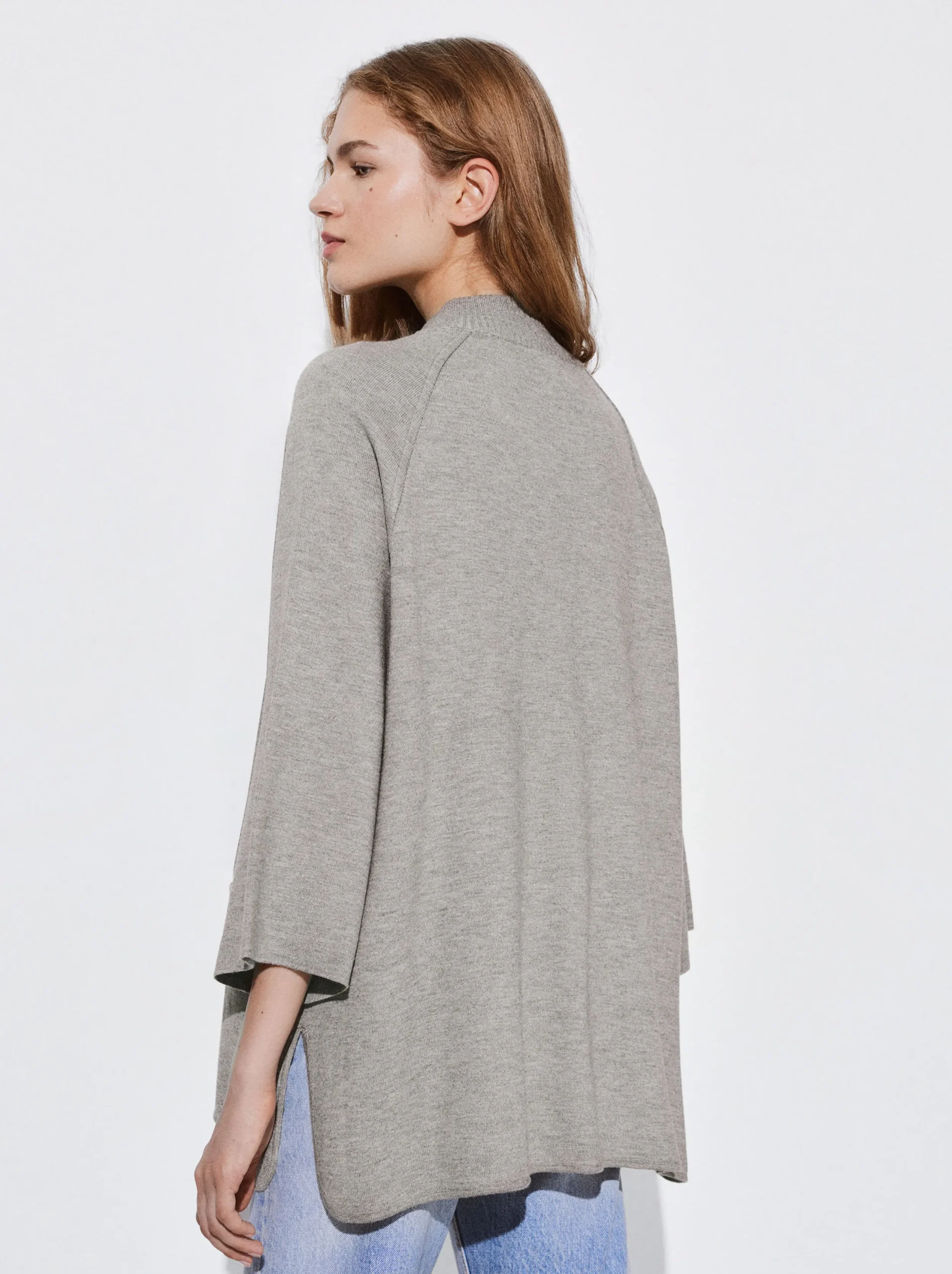 PARFOIS Poncho De Punto Con Cuello Redondo Marrón Clearance