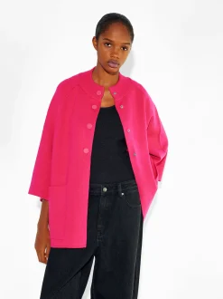 PARFOIS Poncho De Punto Con Cuello Redondo Fucsia Store