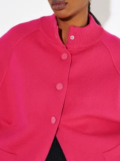PARFOIS Poncho De Punto Con Cuello Redondo Fucsia Store