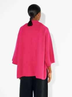 PARFOIS Poncho De Punto Con Cuello Redondo Fucsia Store