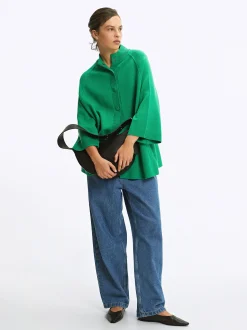 PARFOIS Poncho De Punto Con Cuello Redondo Verde Store