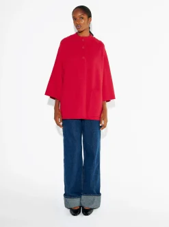 PARFOIS Poncho De Punto Con Cuello Redondo Rojo Fashion