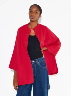 PARFOIS Poncho De Punto Con Cuello Redondo Rojo Fashion