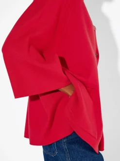 PARFOIS Poncho De Punto Con Cuello Redondo Rojo Fashion