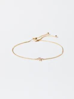PARFOIS Pulsera Dorada Con Circonitas Y Cruz Dorado Store
