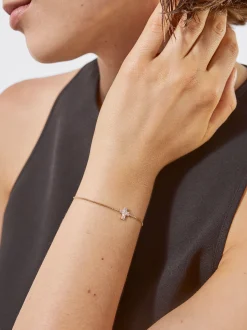 PARFOIS Pulsera Dorada Con Circonitas Y Cruz Dorado Store