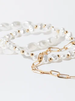 PARFOIS Pulsera Dorada Con Perlas Dorado Outlet